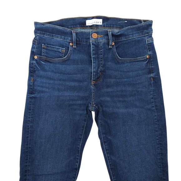 Loft Modern Skinny Crop Jeans Womens Size 28/6 Mid Rise Dark Wash Denim - Picture 8 of 14
